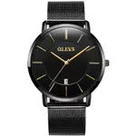 OLEVS 5869 Milanese Mesh Strap Waterproof Versatile Ultra Thin Couple's Wristwatch – Dial Color: Black, Strap Color: Black – Thumbnail 3