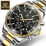 OLEVS 2870 Luxury Whiteshine Luminous Chronograph Analog Wristwatch for Men – Dial Color: Black, Strap Color: White Gold – Thumbnail 3