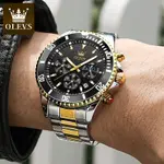 OLEVS 2870 Luxury Whiteshine Luminous Chronograph Analog Wristwatch for Men – Dial Color: Black, Strap Color: White Gold – Thumbnail 4