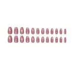 24Pcs Simple Ling Pink Nails Glue DIY Art Design Wearable Artificial Nails – Thumbnail 3