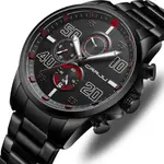 CRRJU 2307 Stainless Steel Multifunction Masterpiece Classic Chrono Men's Watch – Dial Color: Red, Strap Color: Black – Thumbnail 2