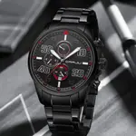 CRRJU 2307 Stainless Steel Multifunction Masterpiece Classic Chrono Men's Watch – Dial Color: Red, Strap Color: Black – Thumbnail 3