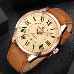 Naviforce NF9126 Luxury Genuine Leather Strap Casual Fashion Men's Watch – Dial Color: Bronze, Strap Color:  Brown  – Thumbnail 2