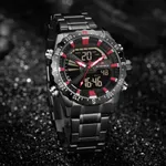 NAVIFORCE NF9136 Stainless Steel Dual Time Men's Watch – Dial Color: Red, Strap Color: Black – Thumbnail 3