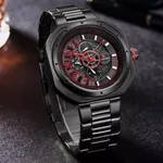 Naviforce NF9141 Luxury Stainless Steel Chronograph Men's Watch  – Dial Color: Red, Strap Color: Black – Thumbnail 4