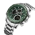 Naviforce NF9182 Luxurious Strainless Steel Chronograph Men's Watch – Dial Color: Green, Strap Color: Silver – Thumbnail 2