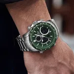 Naviforce NF9182 Luxurious Strainless Steel Chronograph Men's Watch – Dial Color: Green, Strap Color: Silver – Thumbnail 3