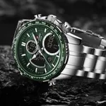 Naviforce NF9182 Luxurious Strainless Steel Chronograph Men's Watch – Dial Color: Green, Strap Color: Silver – Thumbnail 4