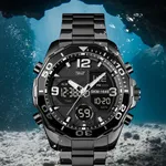 Skmei 1649BK Stainless Steel Digital LED Light Analog Men's Watch – Dial Color: Black, Strap Color: Black – Thumbnail 3