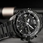 Skmei 1649BK Stainless Steel Digital LED Light Analog Men's Watch – Dial Color: Black, Strap Color: Black – Thumbnail 4