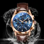 OLEVS 2878 Elite Sports Stainless Steel Chronograph Men's Analog Watch  – Dial Color: Blue, Strap Color:  Brown  – Thumbnail 3