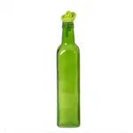 HEREVIN Decorated Square Oil and Vinegar Bottle Green Colour 500ML Glass – Thumbnail 1