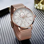 Naviforce NF3003 Mesh Stainless Steel Quartz Men's Watch – Dial Color: White, Strap Color: Rose – Thumbnail 3