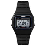 SKMEI 1412 Digital Comfortable Silicone Strap Casual Men's Watch  – Dial Color: White, Strap Color: Black – Thumbnail 1