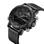 NAVIFORCE NF9134 PU Leather Analog Digital Sports Men's Watch – Dial Color: Grey, Strap Color: Black – Thumbnail 2