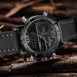 NAVIFORCE NF9134 PU Leather Analog Digital Sports Men's Watch – Dial Color: Grey, Strap Color: Black – Thumbnail 3