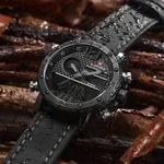 NAVIFORCE NF9134 PU Leather Analog Digital Sports Men's Watch – Dial Color: Grey, Strap Color: Black – Thumbnail 4