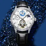 OLEVS 6660 Vintage Mechanical Movement Leather Strap Men's Wristwatch  – Dial Color: White, Strap Color: Black – Thumbnail 2