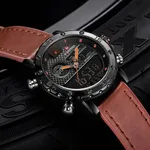 NAVIFORCE NF9134 PU Leather Analog Digital Sports Men's Watch – Dial Color: Orange, Strap Color: Black – Thumbnail 3