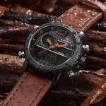 NAVIFORCE NF9134 PU Leather Analog Digital Sports Men's Watch – Dial Color: Orange, Strap Color: Black – Thumbnail 4