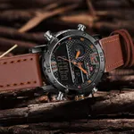 NAVIFORCE NF9134 PU Leather Analog Digital Sports Men's Watch – Dial Color: Orange, Strap Color: Black – Thumbnail 5