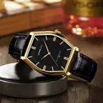 CRRJU 5020 Genuine Leather Strap Quartz Analog Luxury Redefined Men’s Fashion Watch – Dial Color: Gold, Strap Color: Black – Thumbnail 3
