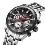 Naviforce NF9222 Luxury Stainless Steel Quartz Analog Men's Watch – Dial Color: Black, Strap Color: Silver – Thumbnail 3