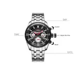 Naviforce NF9222 Luxury Stainless Steel Quartz Analog Men's Watch – Dial Color: Black, Strap Color: Silver – Thumbnail 4