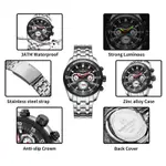 Naviforce NF9222 Luxury Stainless Steel Quartz Analog Men's Watch – Dial Color: Black, Strap Color: Silver – Thumbnail 6