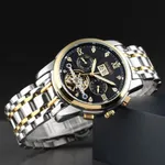 SKMEI M029 Mechanical Automatic Luxury Watch for Men – Dial Color: Black, Strap Color: Silver – Thumbnail 3