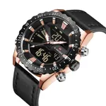 NAVIFORCE NF9136 Leather Sports Quartz Analog Digital Men’s Watch – Dial Color: Rose, Strap Color: Black – Thumbnail 2