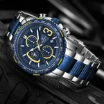 NAVIFORCE NF8017 Multifunction Stainless Steel Quartz Men's Watch – Dial Color: Blue, Strap Color: Silver – Thumbnail 3