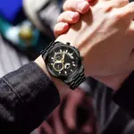 Nibosi 2576 High Quality Stainless Steel Luminous Men's Watch – Dial Color: Black, Strap Color: Black – Thumbnail 5