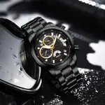 Nibosi 2576 High Quality Stainless Steel Luminous Men's Watch – Dial Color: Black, Strap Color: Black – Thumbnail 4