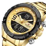Naviforce NF9146 Double Time Waterproof Dual LCD Quartz Men's Watch  – Dial Color: Gold, Strap Color: Gold  – Thumbnail 2