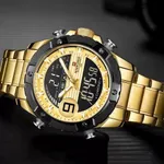 Naviforce NF9146 Double Time Waterproof Dual LCD Quartz Men's Watch  – Dial Color: Gold, Strap Color: Gold  – Thumbnail 3