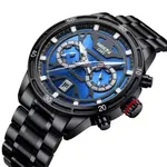 Nibosi 2537 Analogue Stainless Steel & Waterproof Men’s Watch – Dial Color: Blue, Strap Color: Black – Thumbnail 3
