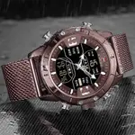 Naviforce NF9153 Mesh Stainless Steel Dual Display Multifunctional Sports Men's Watch – Dial Color: Maroon, Strap Color: Maroon – Thumbnail 3