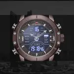 Naviforce NF9153 Mesh Stainless Steel Dual Display Multifunctional Sports Men's Watch – Dial Color: Maroon, Strap Color: Maroon – Thumbnail 4