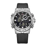 NAVIFORCE NF9219 Luxury Fashion Quartz Analog Digital Men's Watch – Dial Color: Silver, Strap Color: Black – Thumbnail 1