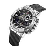 NAVIFORCE NF9219 Luxury Fashion Quartz Analog Digital Men's Watch – Dial Color: Silver, Strap Color: Black – Thumbnail 2