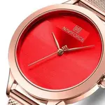 NAVIFORCE NF5027 Romantic Charming Quartz Luxury Stainless Steel Women Watches – Dial Color: Red, Strap Color:  Brown  – Thumbnail 2