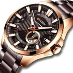 Curren 8372 High Quality Stainless Steel Analog Men's Watch – Dial Color: Brown, Strap Color:  Brown  – Thumbnail 2