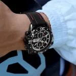 NAVIFORCE NF8018 Leather Casual Multi-function Chronograph Men's Watch – Dial Color: Black, Strap Color: Black – Thumbnail 3