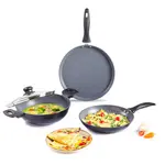 Gazi FE 2201-4C Non-Stick Coating for Easy Cooking and Cleaning Cookware Set Fry pan – Color: Black – Thumbnail 2
