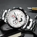 Nibosi 2322 Stylish Stainless Steel & Chronograph Men Watch – Dial Color: White, Strap Color: White – Thumbnail 3