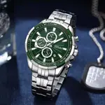 CRRJU 2306 High Quality Stainless Steel Multifunctional Quartz Classic Men's Watch – Dial Color: Green, Strap Color: Silver – Thumbnail 2