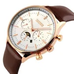 Skmei 9117 Genuine Leather Strap Classic Quartz Men's Watch – Dial Color: White, Strap Color: Rose – Thumbnail 2