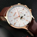 Skmei 9117 Genuine Leather Strap Classic Quartz Men's Watch – Dial Color: White, Strap Color: Rose – Thumbnail 3