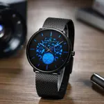 CRRJU 2150 Black Mesh Stainless Steel Ultra Slim Modern Fashion Men's Watch – Dial Color: Blue, Strap Color: Black – Thumbnail 3